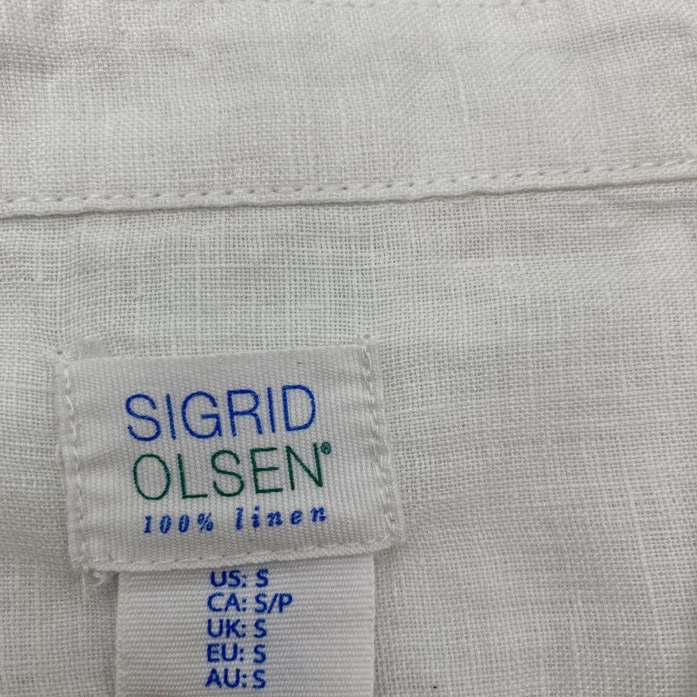 Sigrid Olsen Linen Button Up, White, Small - image 3